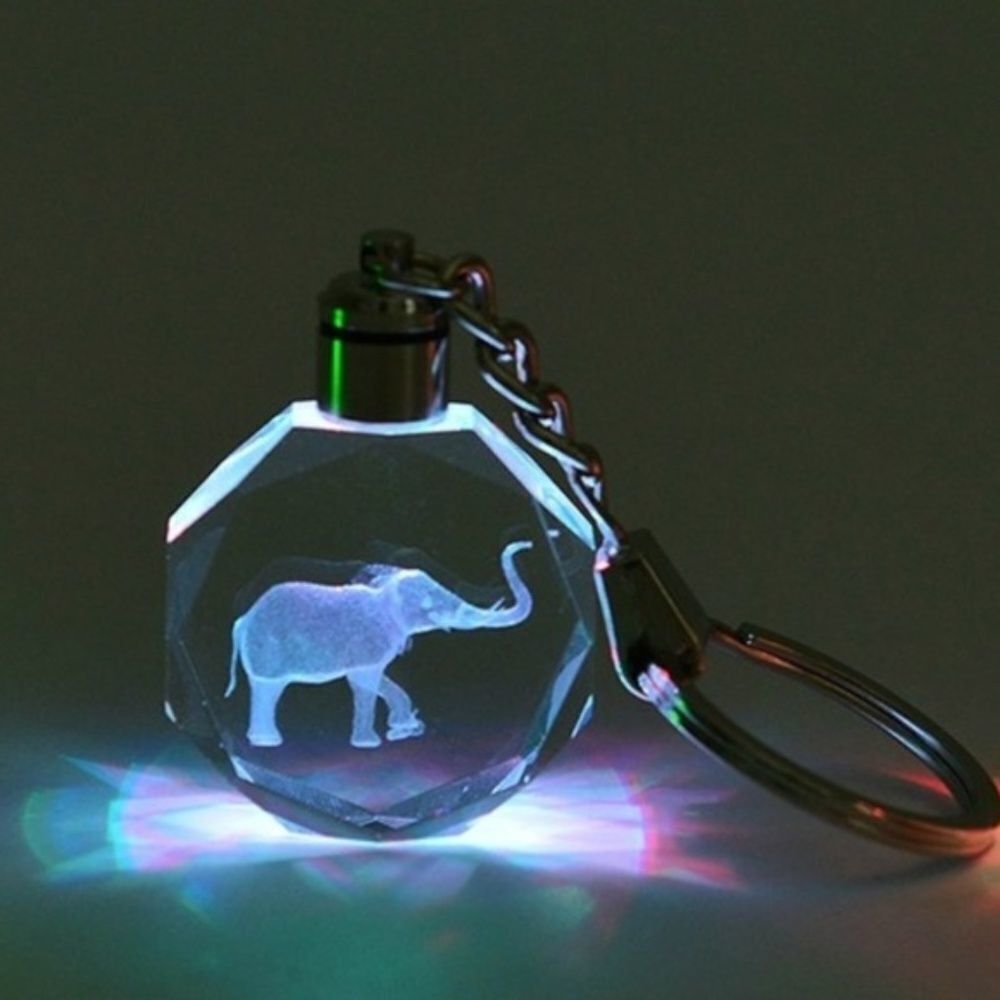 Elephant Crystal Key Chain w LED Light